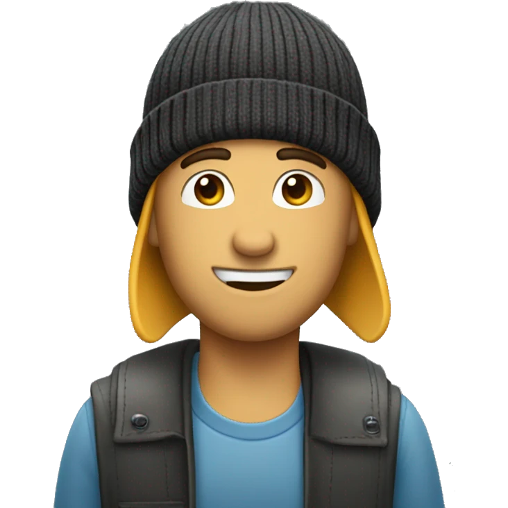 Guy wearing a beanie who drivers a semi and never updates his phone because it’s the hip thing to do emoji