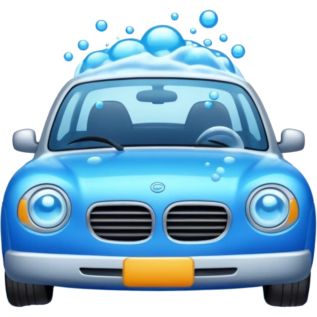 create me an image for a vertical in my super app, Car wash, entering the auto wash machine with soup...etc emoji