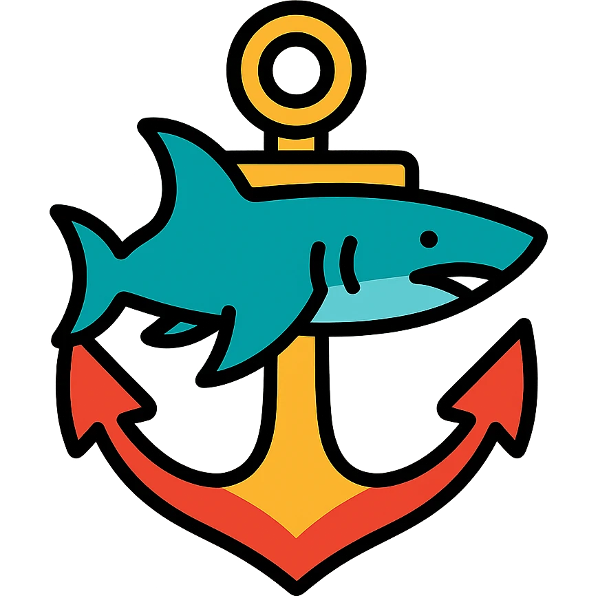 color outline icon of a shark anchor emoji