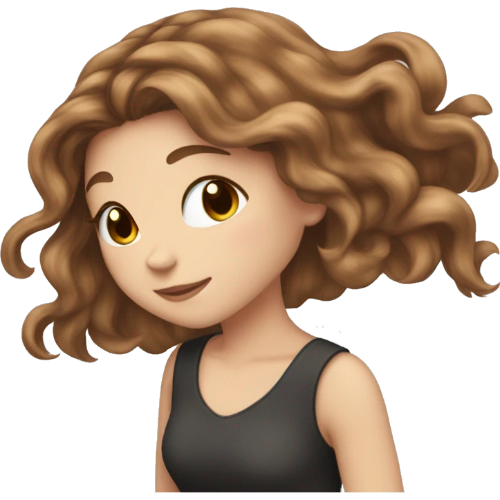 White girl Brown waves hair hug calico cat emoji