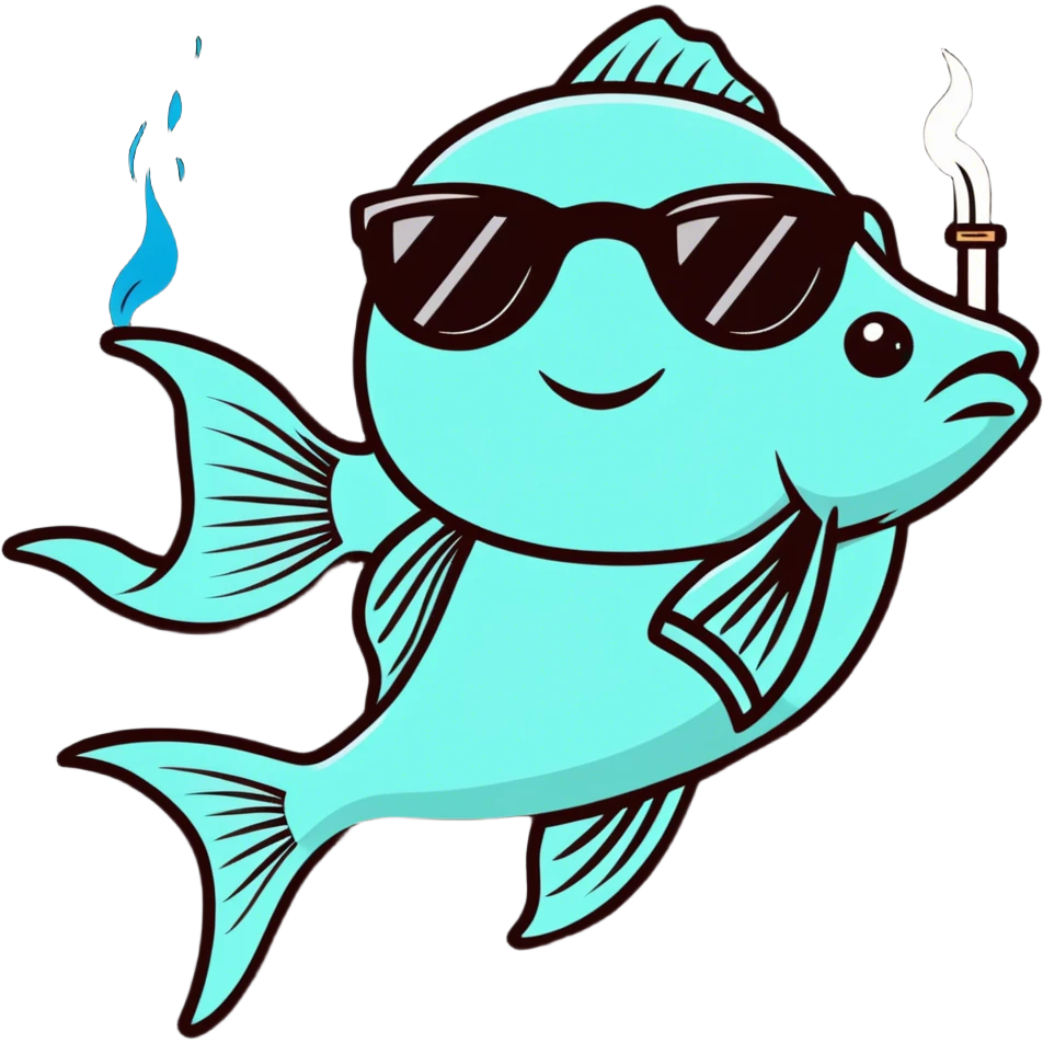 Fish smoking a blunt with sunglasses  emoji