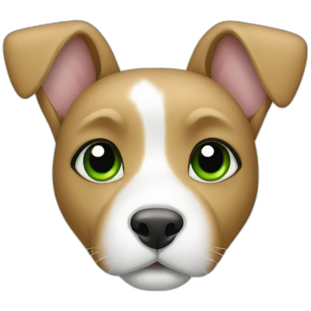 rabbit mixed with dog, with green eyes, bege and white emoji