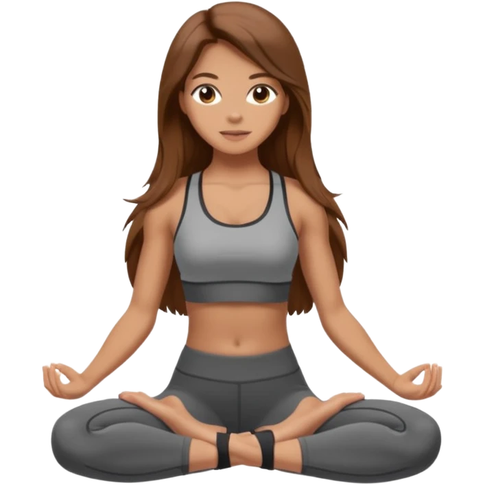 Pilates girl tan skin and brown long hair  emoji