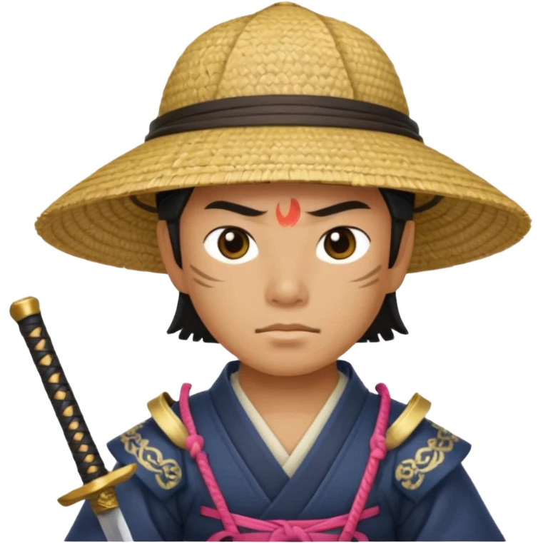 Samurais in Hat, Samurai with straw hat and sword sheath emoji