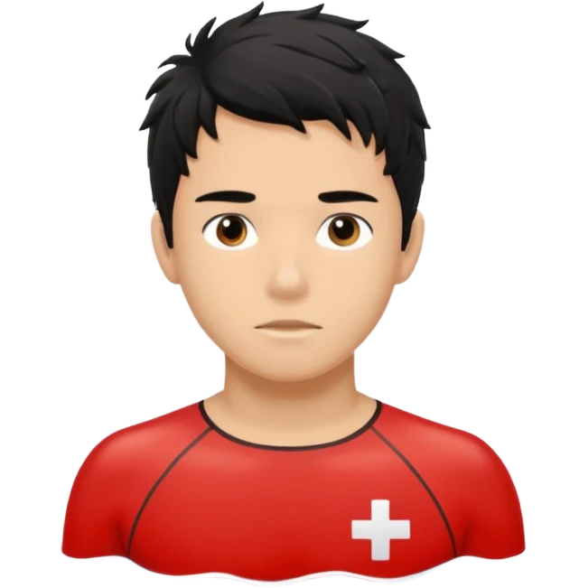 Lifeguard Teenager with Black messy hair swimming to save someone emoji