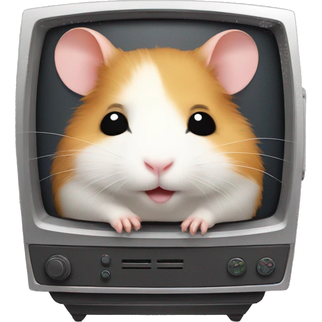 a cute hamster sleeping in a TV set with antennae. emoji