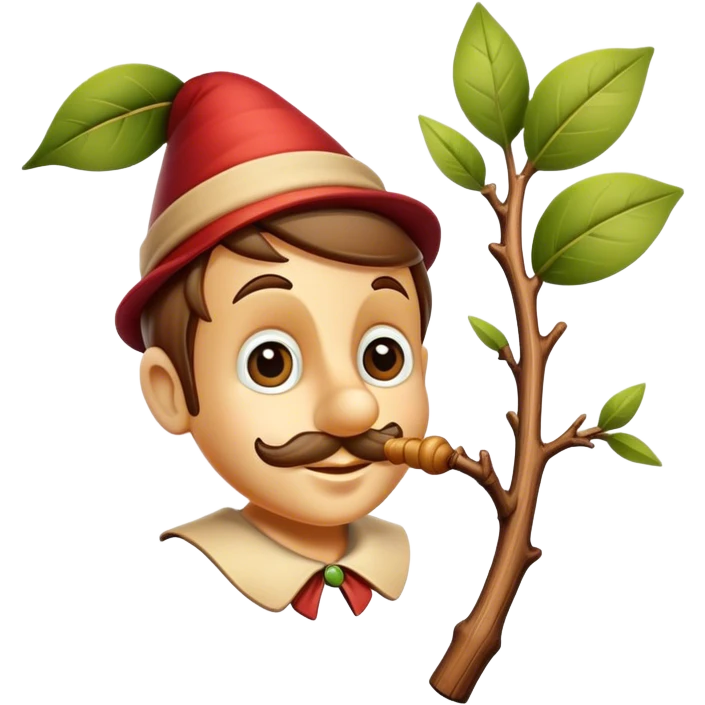 Pinnochio with a branch nose  emoji