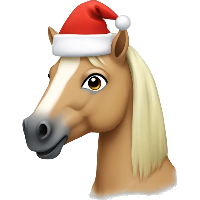 Fjord horse with a Christmas hat emoji