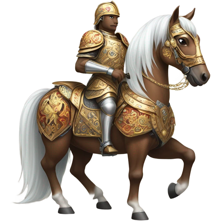 A stallion wearing armor emoji