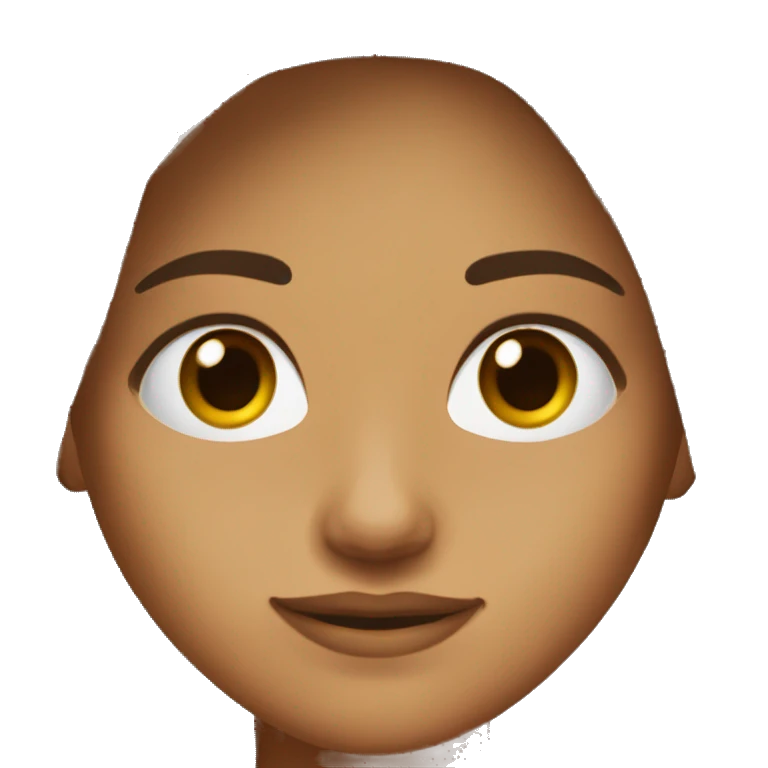 Chica con cabello castaño oscuro largo, ojos castaño y adolescente  emoji