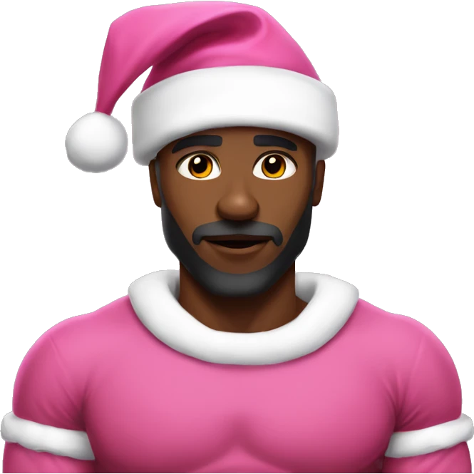 Black Muscular santa themed solo male portrait pink emoji