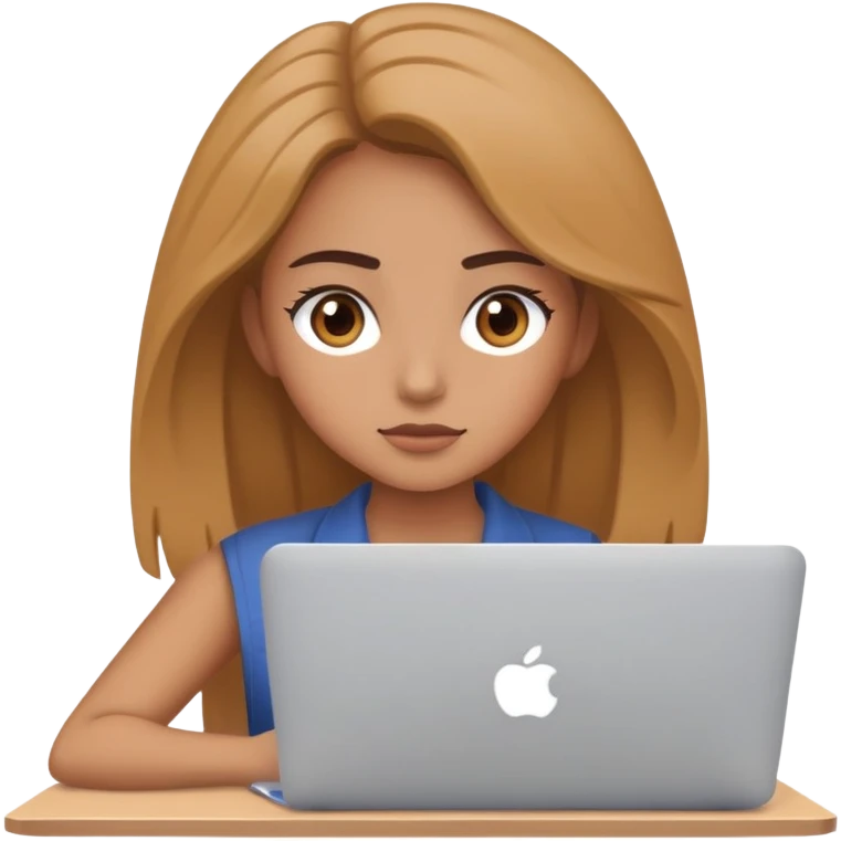 a hardworking girl works in front of Macbook emoji