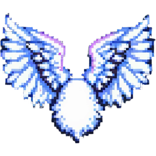 pixel art style angel wing, simple and iconic emoji