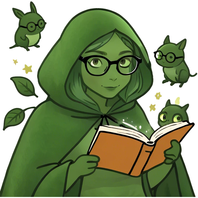 girl reading book with mystical creatures coming out of it  emoji
