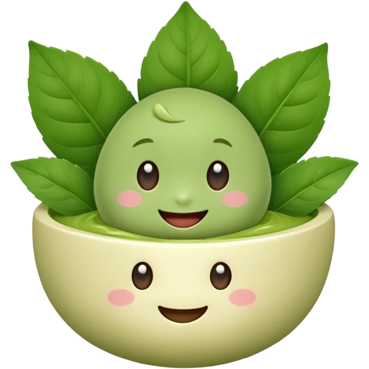 Baby matcha leaf smiling emoji