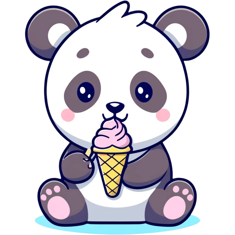 Panda eating ice cream emoji
