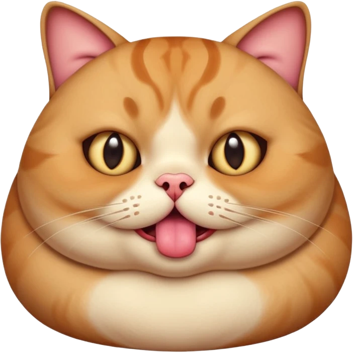 fat obese cat with giant eyes and giant tongue out emoji