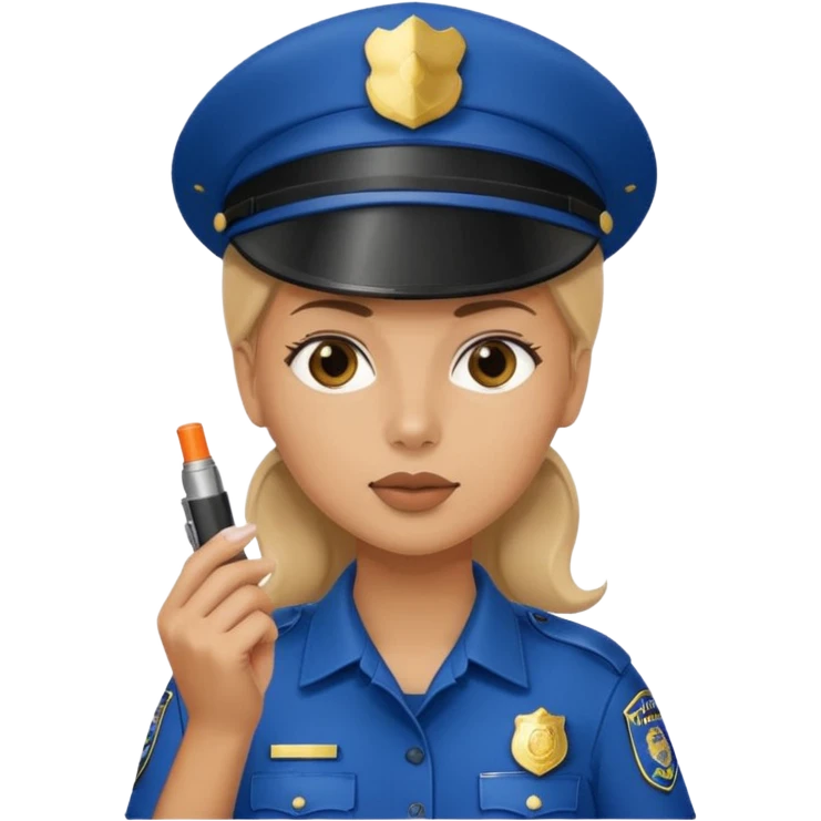 Female police with cap + whistle emoji