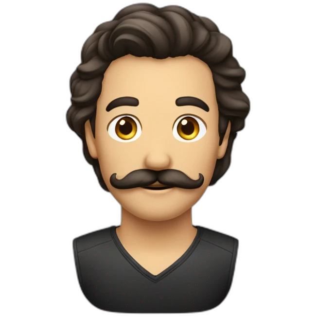 Cheveux bruns moustache carrée emoji
