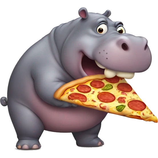 Fat hippo eating pizza emoji