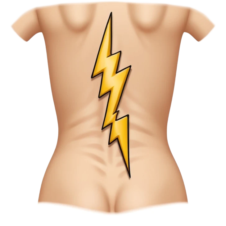 lightning bolt over lower back symbolizing sharp sciatica pain emoji