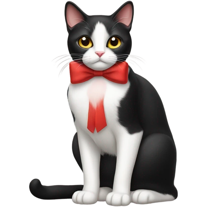 Tuxedo cat with red bow  emoji