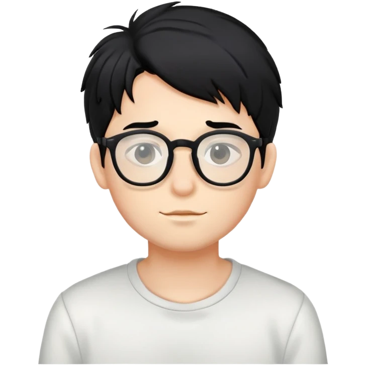 soft boy with glasses and black hair little messy  emoji