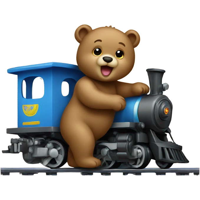 Baby bear playing with a train emoji