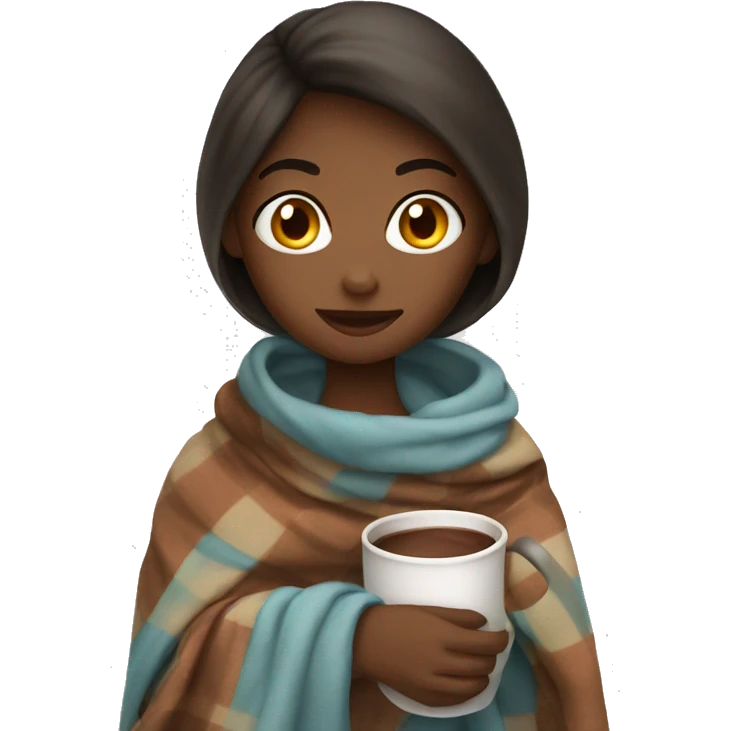 Girl with blanket and hot chocolate emoji