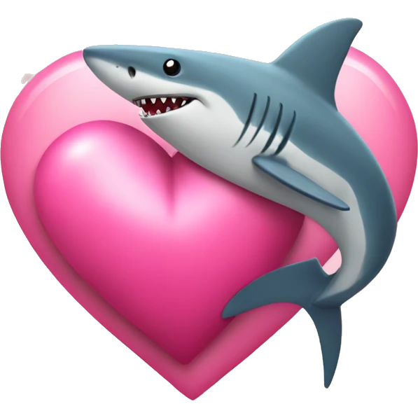 Shark hugging a big pink heart emoji