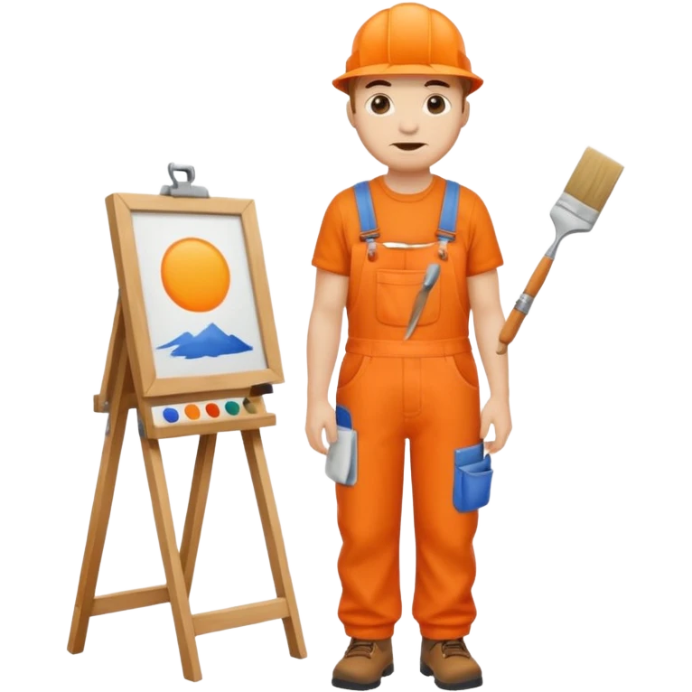 painter in orange overalls standing full body emoji