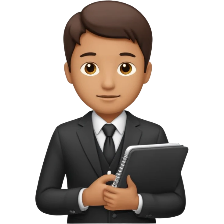 A DEVELOPER WITH A NOTEBOOK, USING FORMAL CLOTHES emoji