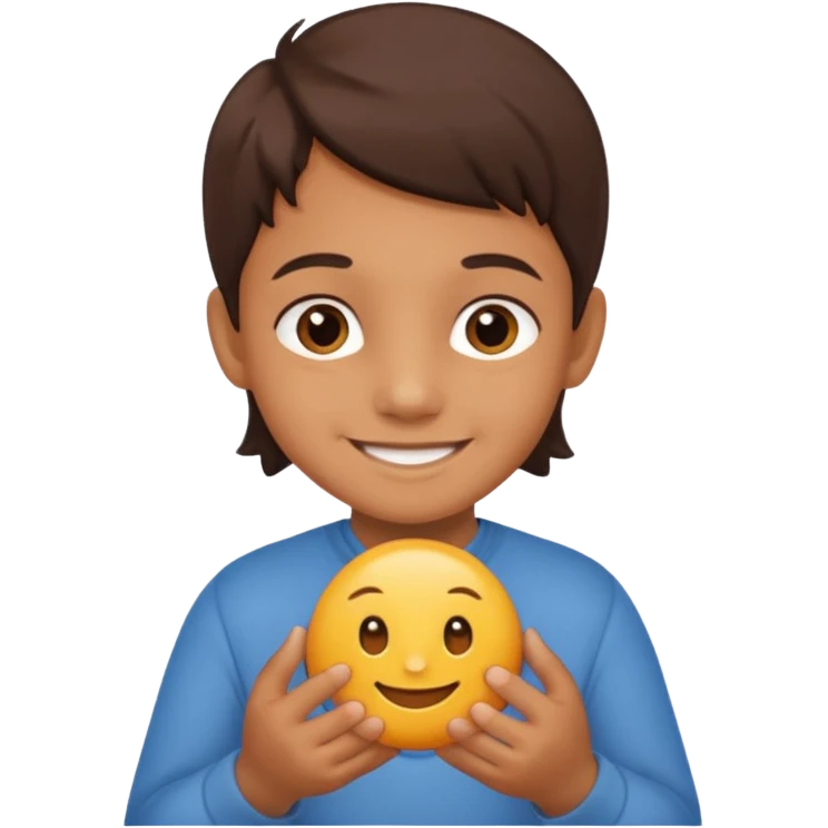 A Lil kid holding 6 7 on emoji