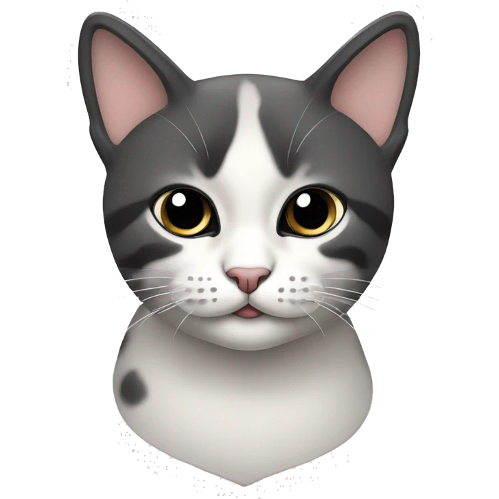 Gato color blanco con manchas negras en el rostro emoji