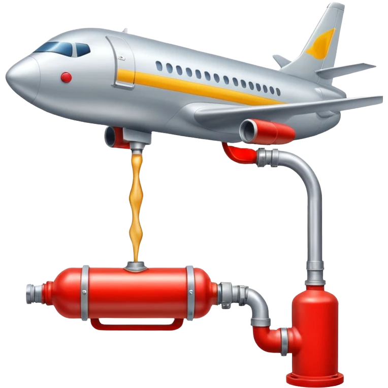 Airplane wing fuel tank being filled with jet fuel from hydrant emoji