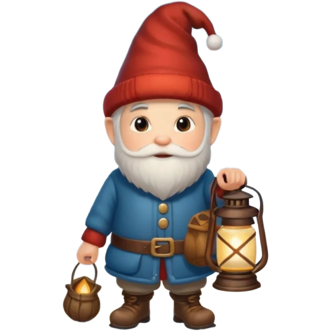 гном в сказочном зимнем лесу в руках держитфонарь emoji