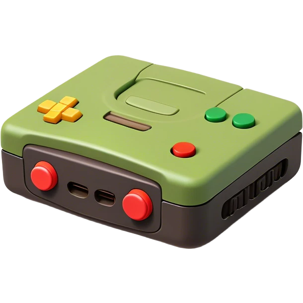 Clash of Clans aesthetic: Cinematic Playful Nintendo 64 Console Portrait Emoji, rendered in a 3D vector-style similar to standard emojis with minimal shading and bold, simplified shapes. A compact, distinct form with signature details, softly glowing with a nostalgic gaming charm. Simplified yet unmistakably iconic, highly detailed and consistent, glowing with a soft radiance and high shine. Stylized with a touch of retro gaming magic and a soft glowing outline, capturing the essence of a beloved gaming relic with a friendly, playful manner! emoji