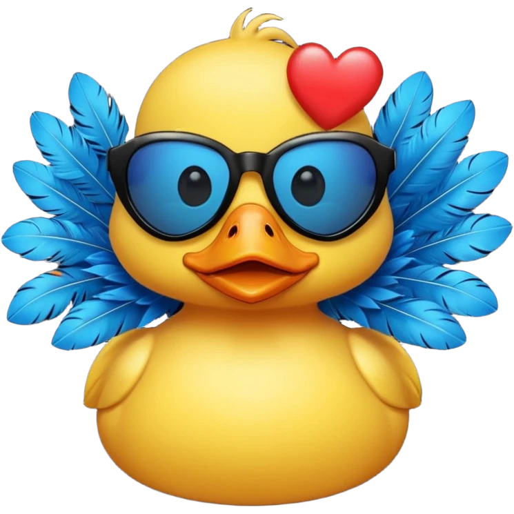 Make a frame emoji and inside it is a  yellow duck wearing red heart sunnies and the background is sky or anything blue make it like this 🌇 but what I described inside  emoji