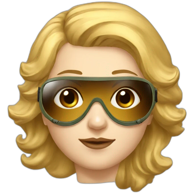 Soviet female pilot golden hair blue ayes Brown goggles emoji