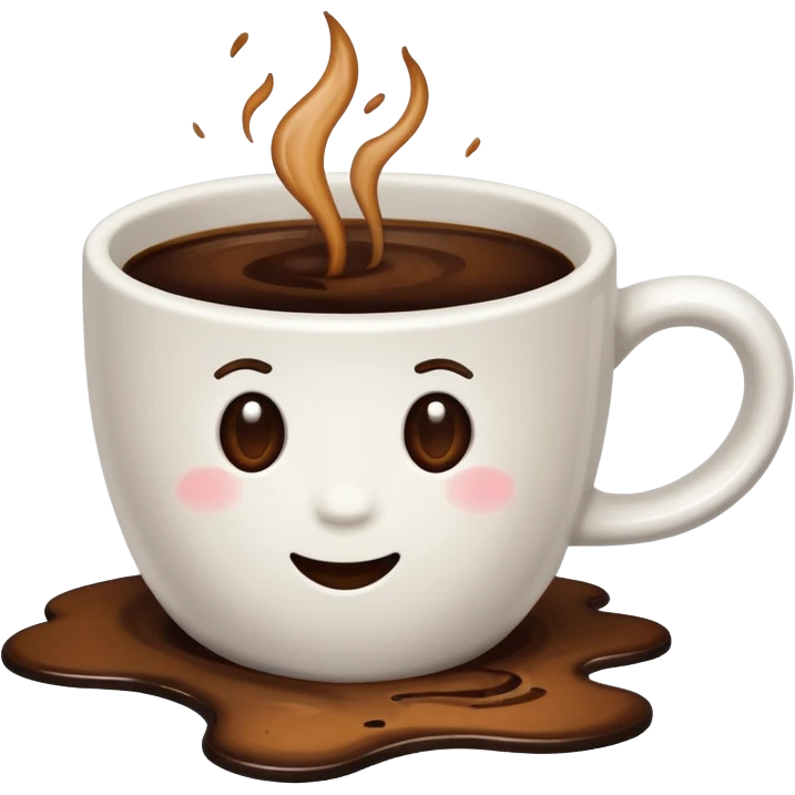 a white coffee cup with spilled, burnt-looking coffee emoji