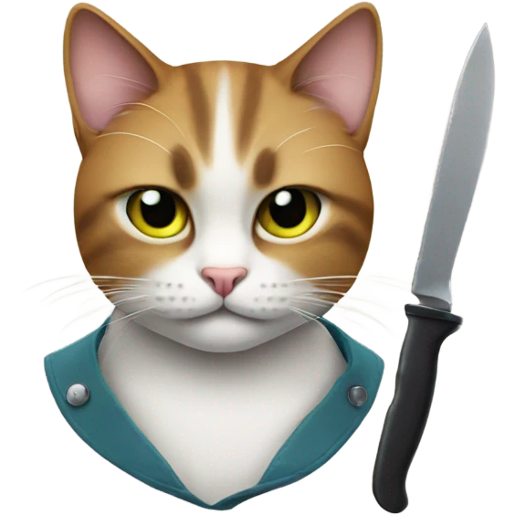Cat with an eye patch and knife emoji
