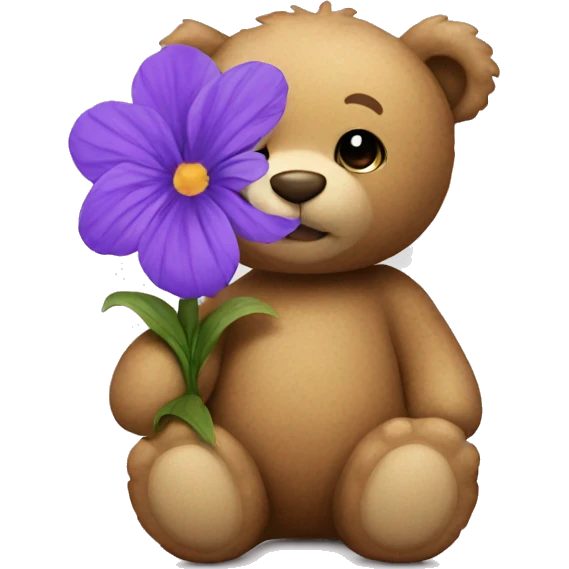 Teddy bear with purple flower emoji