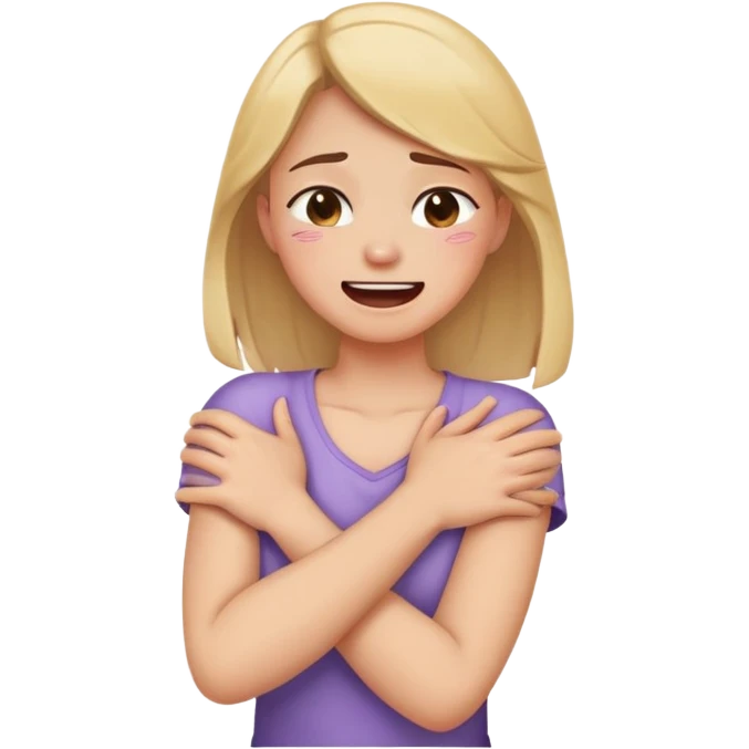 arms crossed holding neck crying laughing girl emoji
