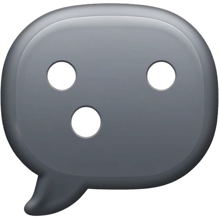 Simple grey chat bubble, messaging icon emoji