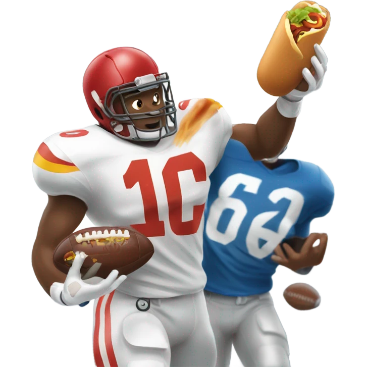 Football player fumbling a hot dog emoji