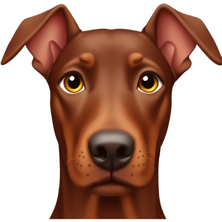 Red Doberman without cropped ears face facing front happy eyes emoji