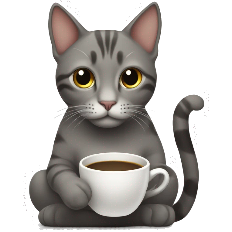 Cat sitting down drinking coffee ￼ emoji