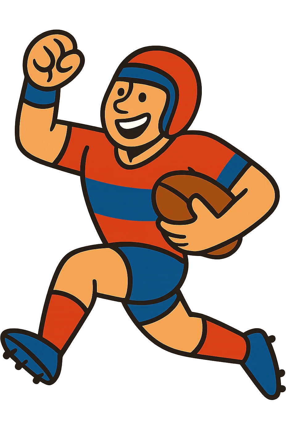 dynamic cartoon style rugby player emoji