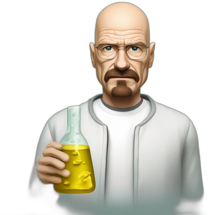 ator principal de breaking bad com uma garrafa de quimica na mão emoji