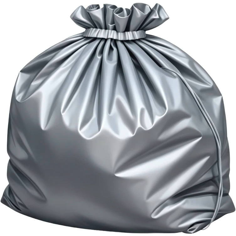 Garbage bag, silver, with very limited color palette, and minimal shading emoji